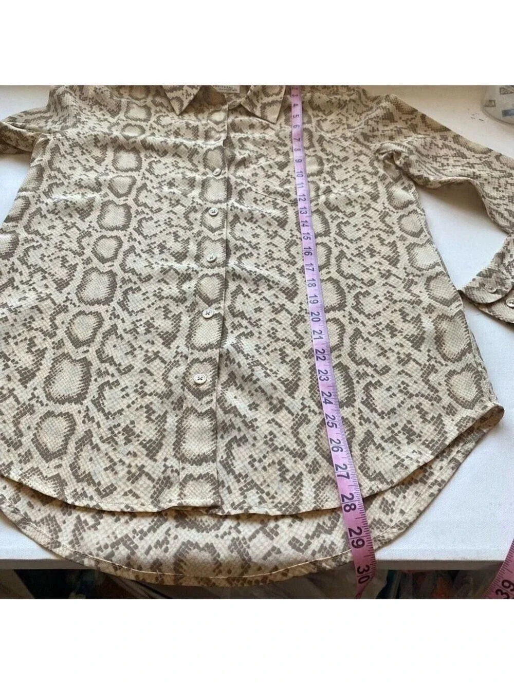 Designer Equipment Femme 100% Silk Keira Tan Snakeskin Print Blouse M